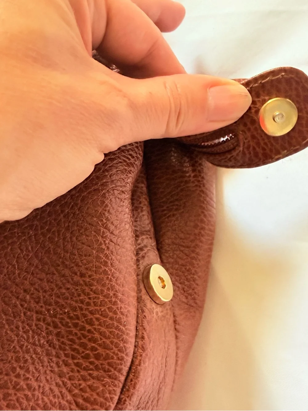 Vintage DESMO Brown Pebbled Leather Structured Top Handle Handbag Gold Hardware